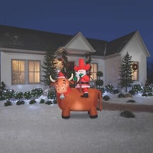Gemmy 6.5 ft. Airblown Cowboy Santa On A Bull Christmas Inflatable